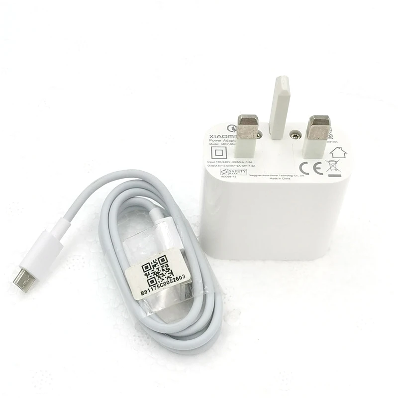 UK add cable 18 Вт Xiao mi быстрое зарядное устройство QC 3,0 UK Быстрая Зарядка адаптер питания для redmi note 8 7 K20 pro mi 9t cc9 pro CC9e a3 max 3 2 4 - Цвет: UK add cable
