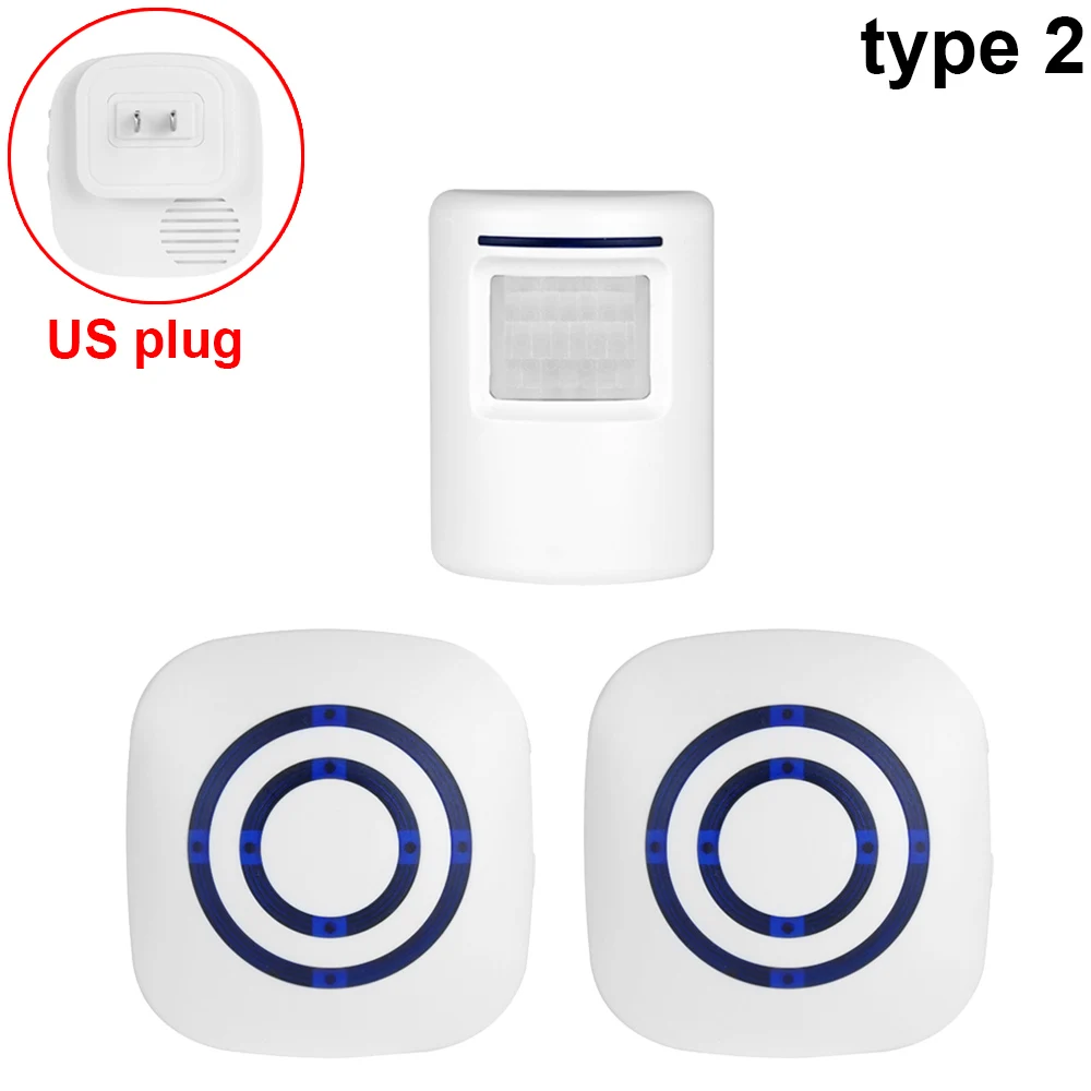 Беспроводной умный дверной звонок, датчик движения, детектор, дверной звонок, EU/US штекер, сигнал тревоги, инфракрасный детектор, дверной звонок для бизнес-дома
