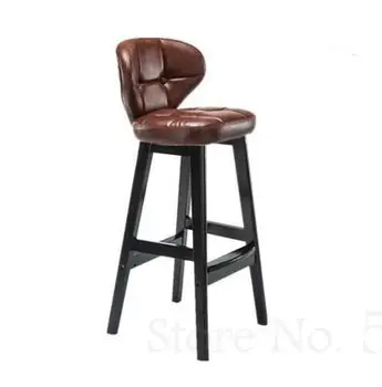 

Solid wood bar chair nordic bar chair high stool home backrest bar stool creative retro coffee front bar chair