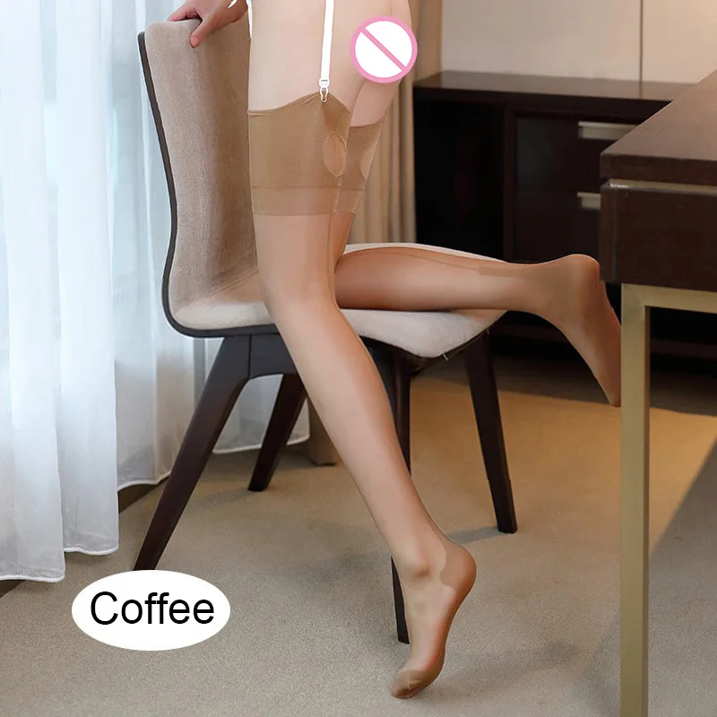 coffee Винтажное сексуальное женское белье, 8D, женские чулки, широкие ребра, с манжетами, прозрачные, со швом сзади, с замочной скважиной, на Кубинском каблуке, чулки до бедра - Цвет: coffee
