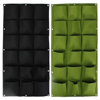 

18 Pocket Garden Planting Bag Pocket Vertical Flower Pot Wall Mount Planting Bag Indoor Garden 2 Pack Black Green
