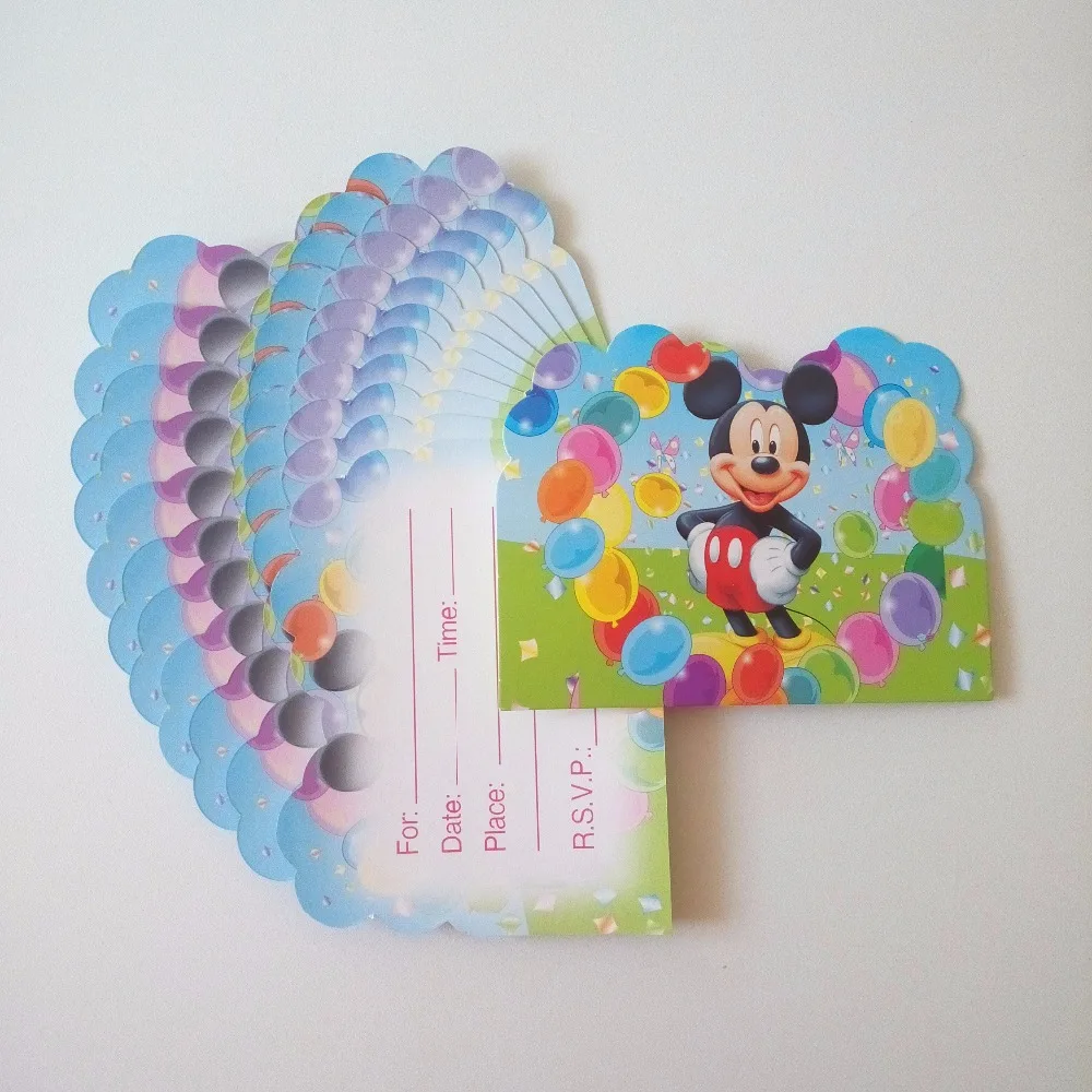 

12pcs/set Micky Mouse Invitation Card Cartoon Theme Party For Boy Kids Birthday Decoration Theme Party Supply Festival