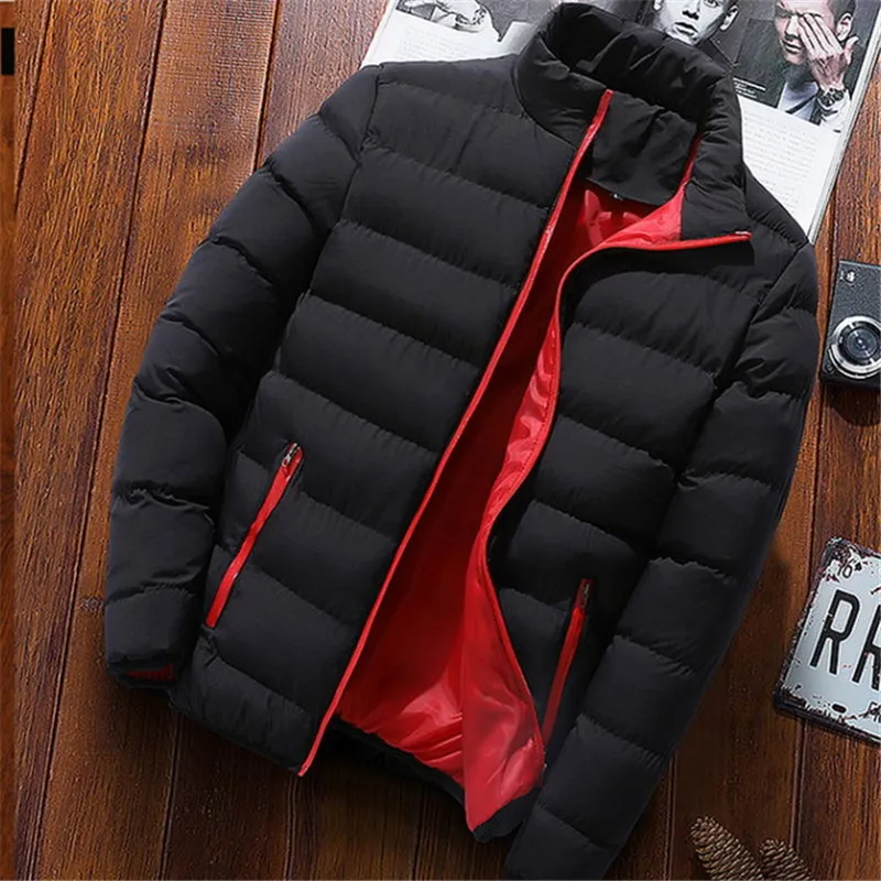 Men Casual Hooded Parka Printed Winter Men Fashion Patchwork Cotton Slim Fit Coat Thick Warm Homme's Zipper Jacket - Цвет: picture color