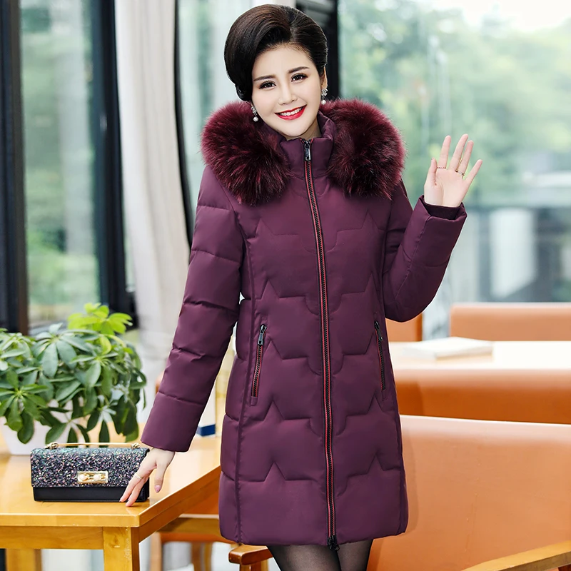 

Plus Size 5XL 2019 Winter Jacket Women Long Coat Casual Fur Collar Winter Jacket Women Parka Hooded Warm Down Jacket Outerwear