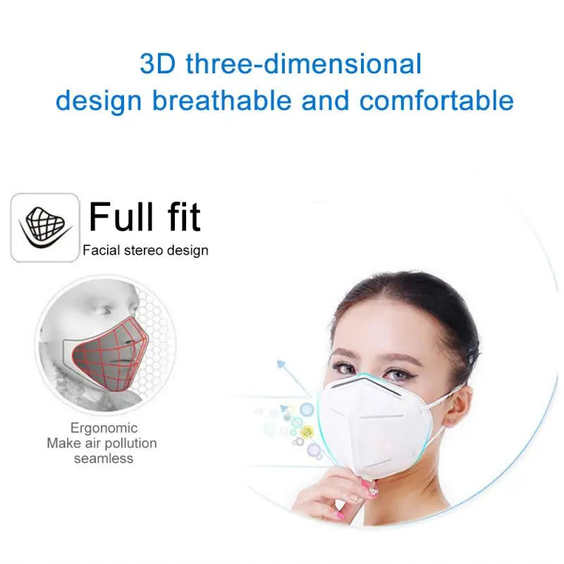 

30/10/5 Packs KN95 Face Mask PM2.5 Anti-fog Dust-proof Face Mask Safety Work New Metal Nose Face Mask Protective