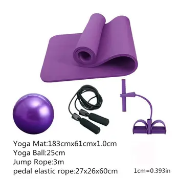 

Portable Yoga Mat Set Non-Slip 10mm Pad Chest Expander Jump Rope Pilates Ball Y98F