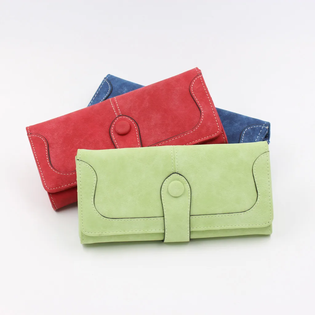 Женский модный длинный стильный кошелек для студенческой карты, Многофункциональный складной кошелек для монет, Высококачественная однотонная сумка, простой карман для телефона#5