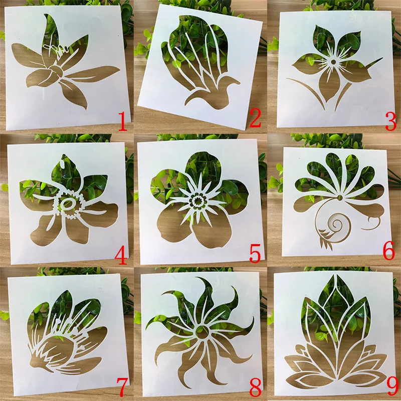 

1pcs 13* 13cm DIY flower Stencils Painting Scrapbook Coloring Cake decorating, sugar powder sieve, printing mold printing table
