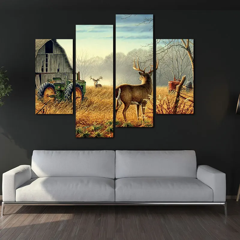 4 панели Картина на холсте настенные картины замечательные природные деревья