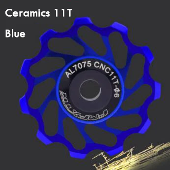 MTB горная Задняя деталь велосипеда Derailleur керамический подшипник 11T 13T натяжной шкив колеса CNC направляющий ролик части велосипеда - Цвет: Ceramics 11T Blue