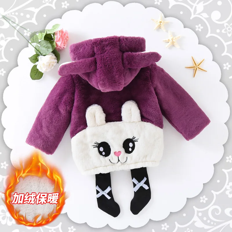 

2020 Winter New Children's Garment Girls Brushed and Thick Fashion Furry Clothes Quilted Cotton Cloth Foreign Style Coat