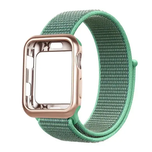 Чехол+ ремешок для apple watch band apple watch 5 4 band 44 мм 40 мм correa 38 мм iwatch band 42 мм нейлоновый браслет pulseira 3 - Цвет ремешка: NEW Spearmint