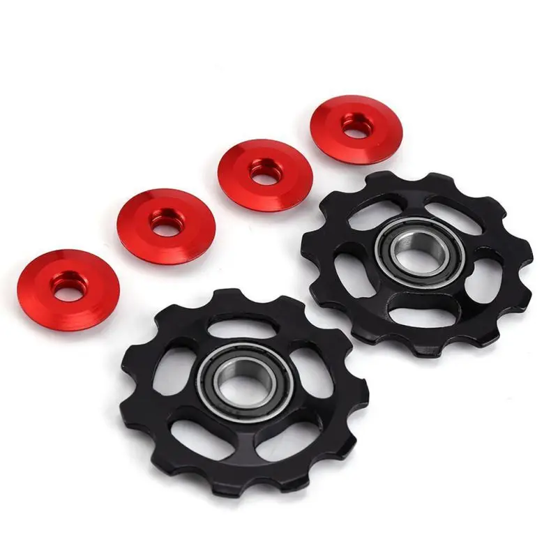2pcs 11T сверхлегкий MTB алюминиевый сплав велосипед Подшипник Jockey колеса Задний переключатель Шкивы открытый части велосипеда