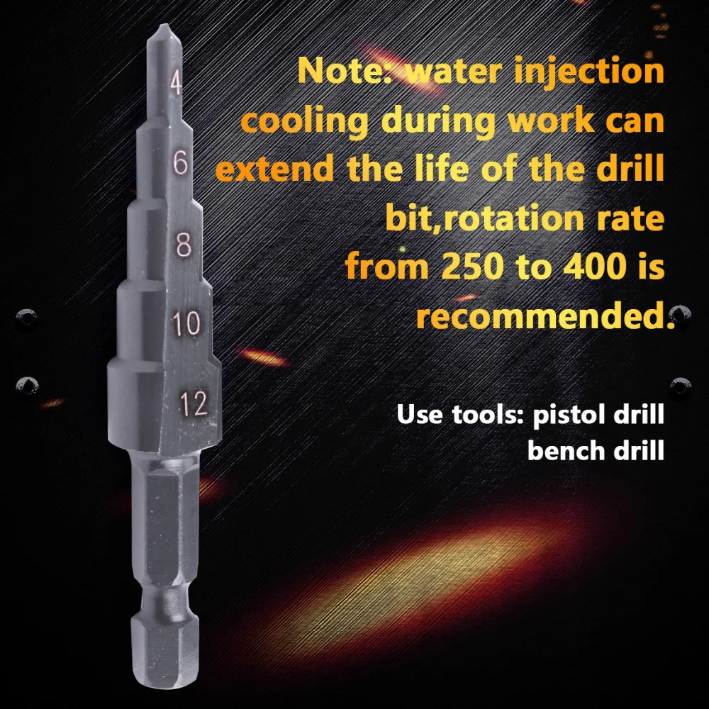 1 шт. 4-12 мм 4-20 мм 4-32 мм HSS шестигранный хвостовик азотирование черный прямой паз Шаг сверло конический конус мощность бурения пилы инструменты