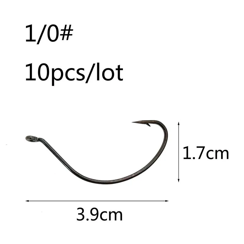 10 шт./лот широкий зазор Senko крючок под червя для приманки сумасшедшая оснастка и Neko Rig из высокоуглеродистого материала рыболовные крючки снасть аксессуары - Цвет: 1-0