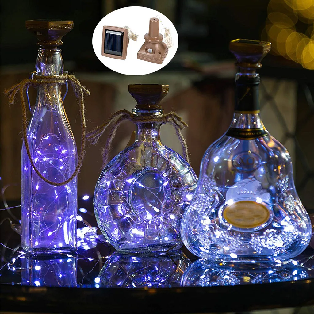 В форме пробки светодиодный ночник звездный свет винная бутылка, лампа для вечерние украшения 3 шт - Color: WH