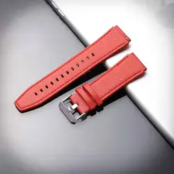 Premium 22mm Leather Strap Band - Sport Edition Original Watchband Replacement Bracelet Correa for Huawei GT 2 Pro (Leather red)