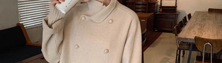 Korean Wool Coat New Autumn and Winter Women Loose Double-sided Wool Coat Mid-long Fashion Woolen Jacket NS1507