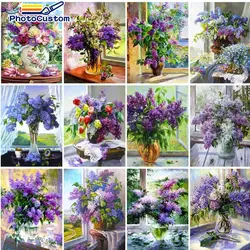 Peinture photo personnalisée par numéros de fleurs, décor mural, image d'art, peinture à l'huile peinte à la main, décoration de maison, cadeau 