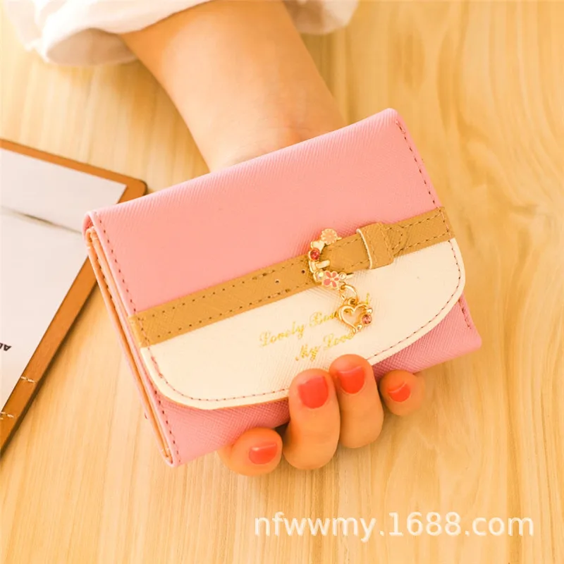 

Fashion ladies short wallet pu leather jewelry pendant card bag wallet elegant cute ladies coin clutch bag