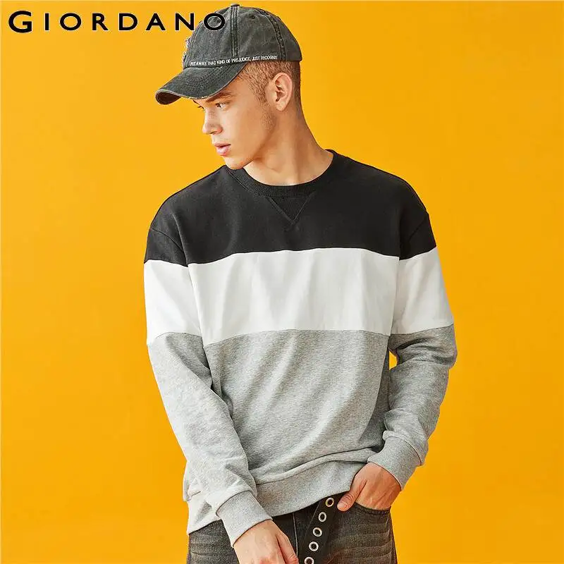Свитшот Giordano мужской с круглым вырезом пуловер контрастной расцветки