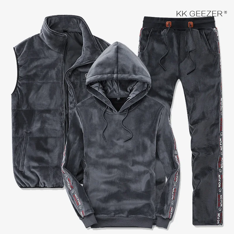 Мужская толстовка, спортивный костюм, мужские зимние жилеты, высокое качество, пальто из плотной ткани, модный спортивный костюм(толстовка+ штаны+ жилет