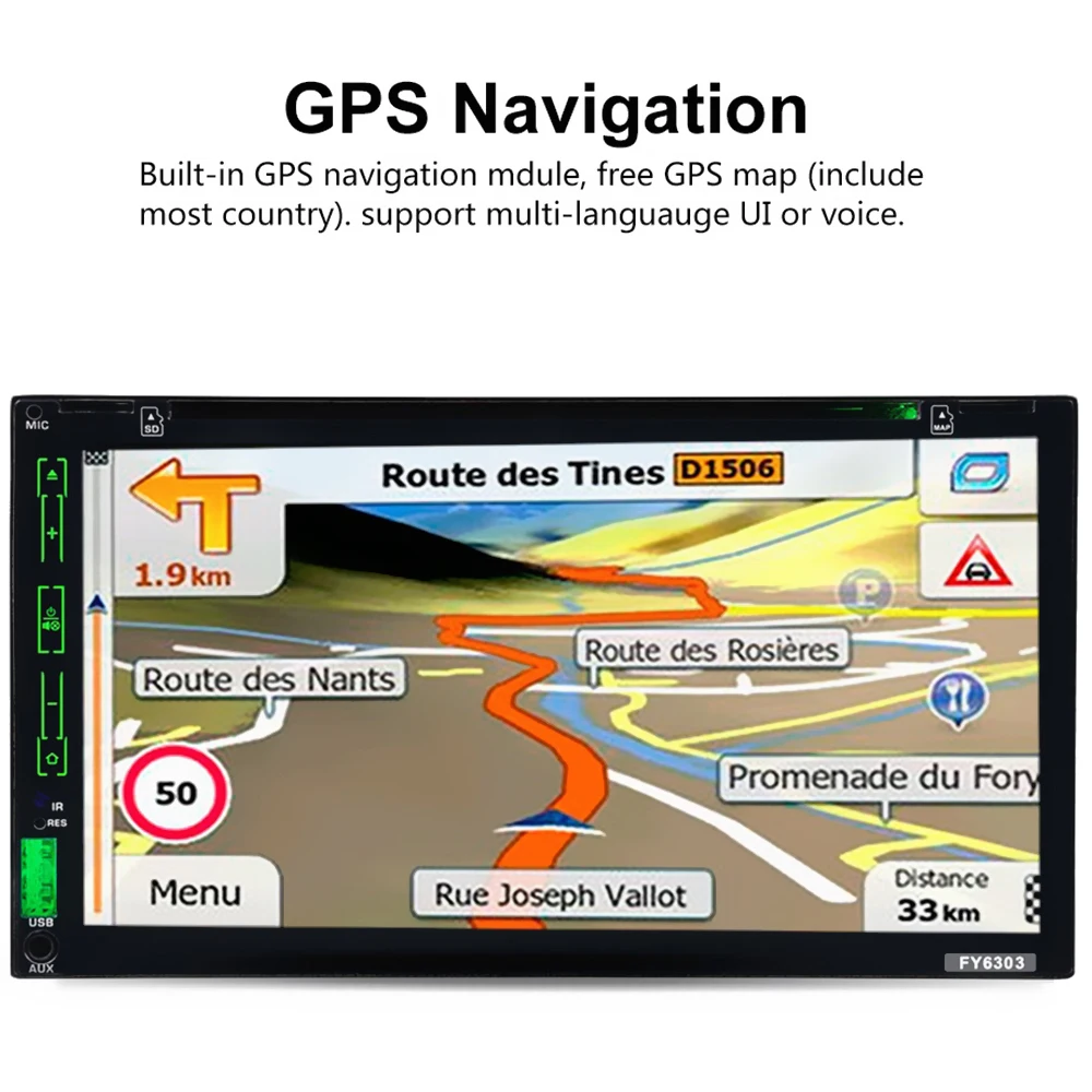 

6.95" 2 Din Car Car DVD Player Android 6.0 GPS Navigation Autoradio Audio Player Quad Core 1080P HD FM Aux USB Support RearView