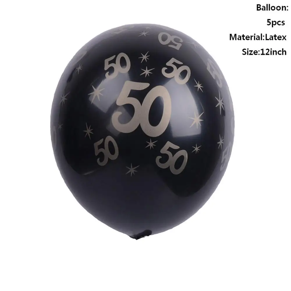 Taoup Gold 50th Birthday Party Tableware Cups Plates Towels Table Cover Happy 50 Birthday Party Decors Adult Parents Grandparent - Цвет: 50th Black Balloons