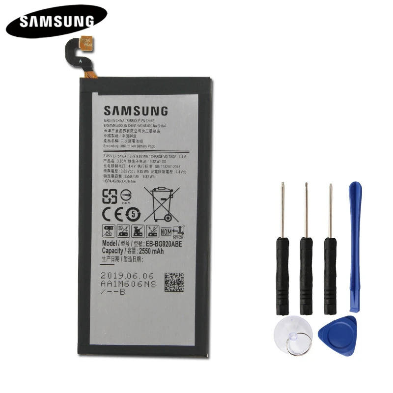 Батарея EB-BG920ABE EB-BG920ABE для samsung GALAXY S6 G9200 G9208 G9209 G920F G920I G920V/T/A G920P SM-G920K 2550 мА-ч