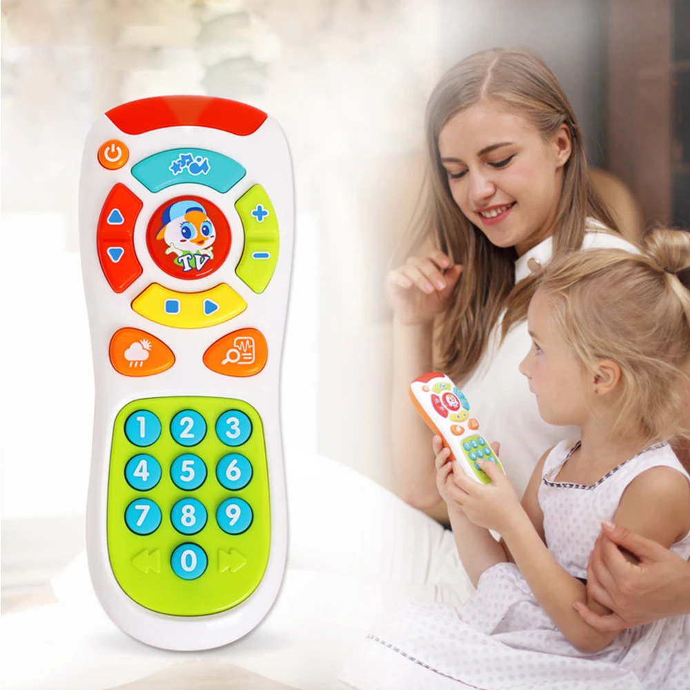 

Luminous Toys Remote control phone toy music sound light flash attract baby attention Language Electric Click Kid Education gift