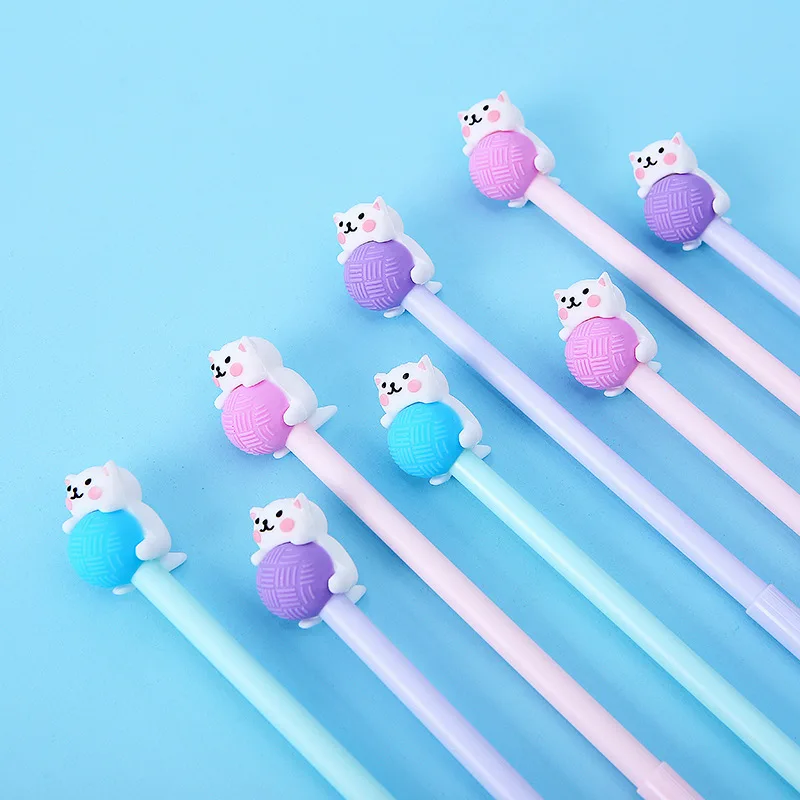4 шт / комплект ручка кот гелевые ручки Kawaii животное канцелярия гелевая ручка ручки гелевые милые ручки цветные ручки милая канцелярия ручки для школы канцелярские товары канцтовары
