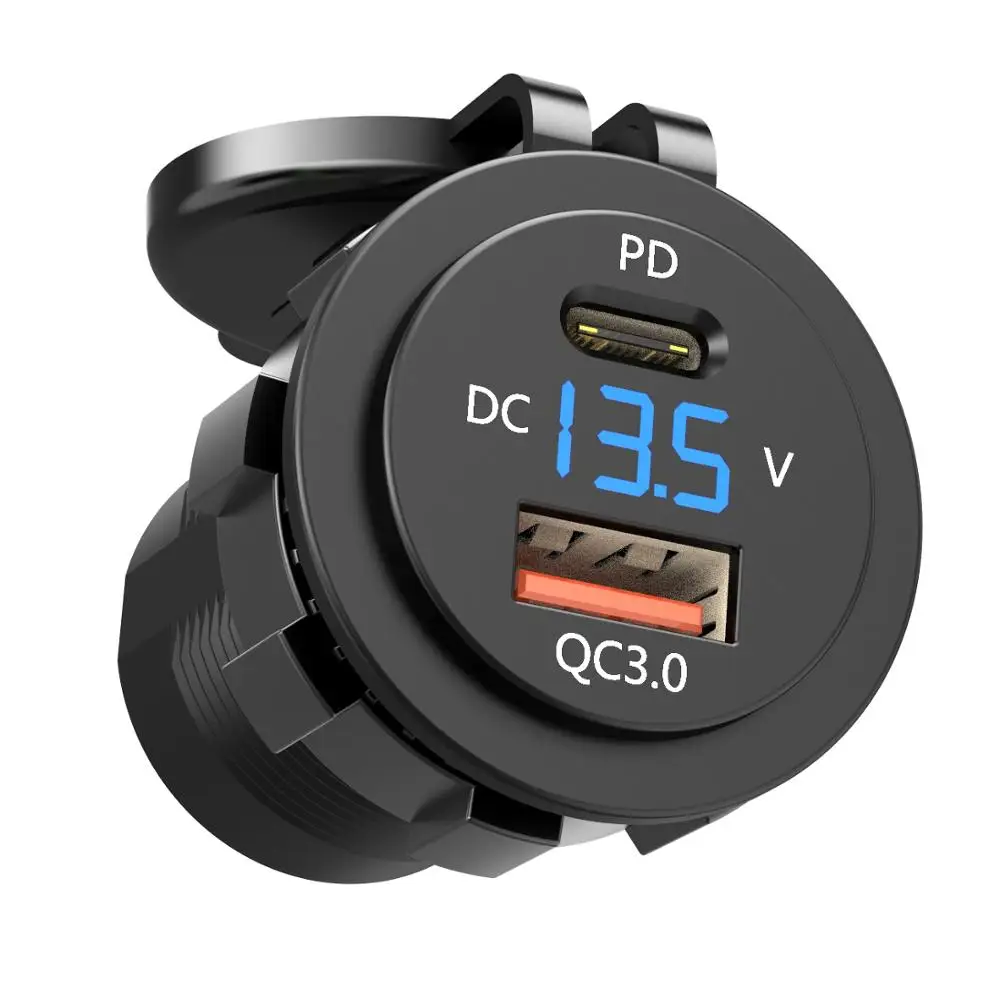 Зарядное устройство CHELINK с USB портом и индикатором напряжения QC 3 0|Кабели адаптеры