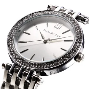 Silver TC003 Aglaia TAYLOR COLE Zegarek Damski чехол со стразами черный ремешок из нержавеющей стали женские кварцевые часы Relogio/TC004 - Цвет: Silver TC003