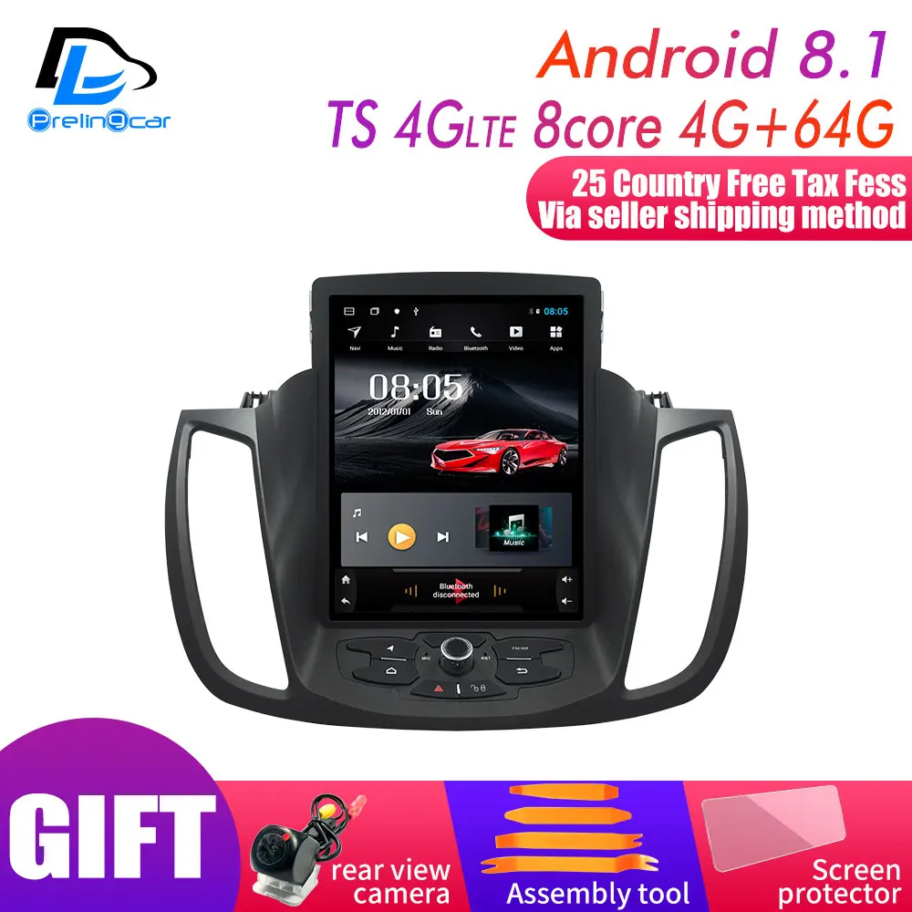 Online 4G Lte 32G ROM Vertical sistema android video multimedia reproductor de radio para ford escape kuga 2013 2016 C MAX navegación ESTÉREO
