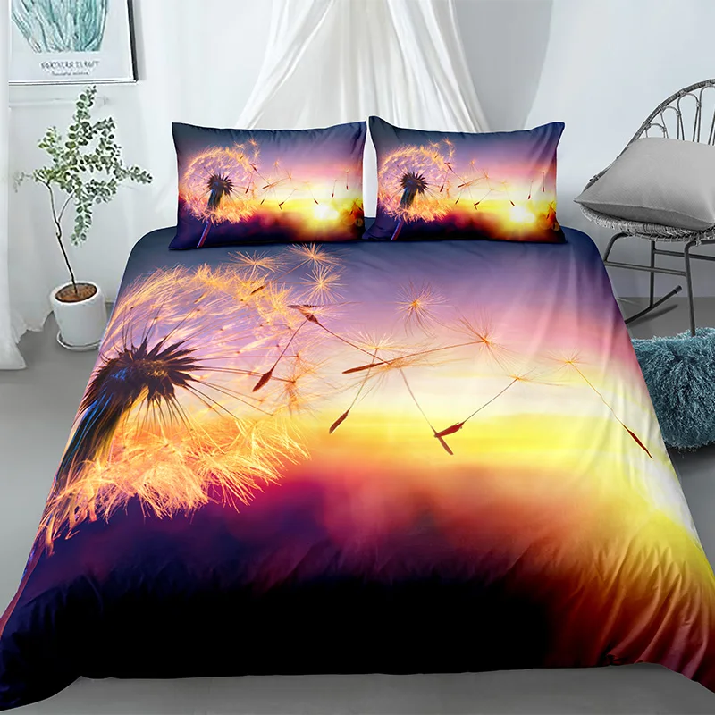 3D Scenery Flower Printed Landscape Bedding Sets Home Decoration Duvet Cover Pillowcase Holiday Gift