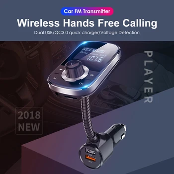 Wireless Car FM Transmitter 5V Quick charge 3.0 Bluetooth 5.0 car mp3 player Dual USB car charger U disk TF card Fast Charging