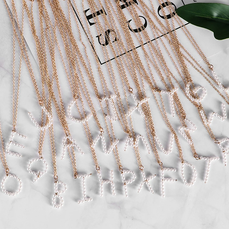

26 Letters Pearl English Alphabet Personality Necklace Temperament Necklace New Fashion Simple Wind Fandmade Freshwater