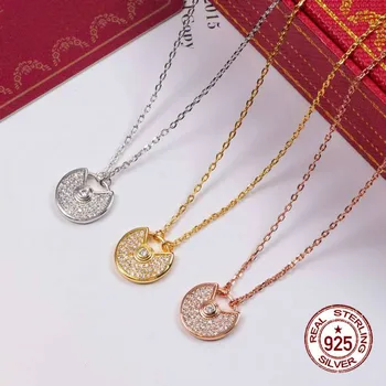 

s925 Sterling Silver Necklace New Hypoallergenic Flying Saucer Fashionable Personality Simple Style Jewelry hot