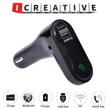 

C6 Hands Free Wireless Bluetooth FM Transmitter + AUX Modulator Car Kit MP3 Player TF SD USB LCD Car Accessories