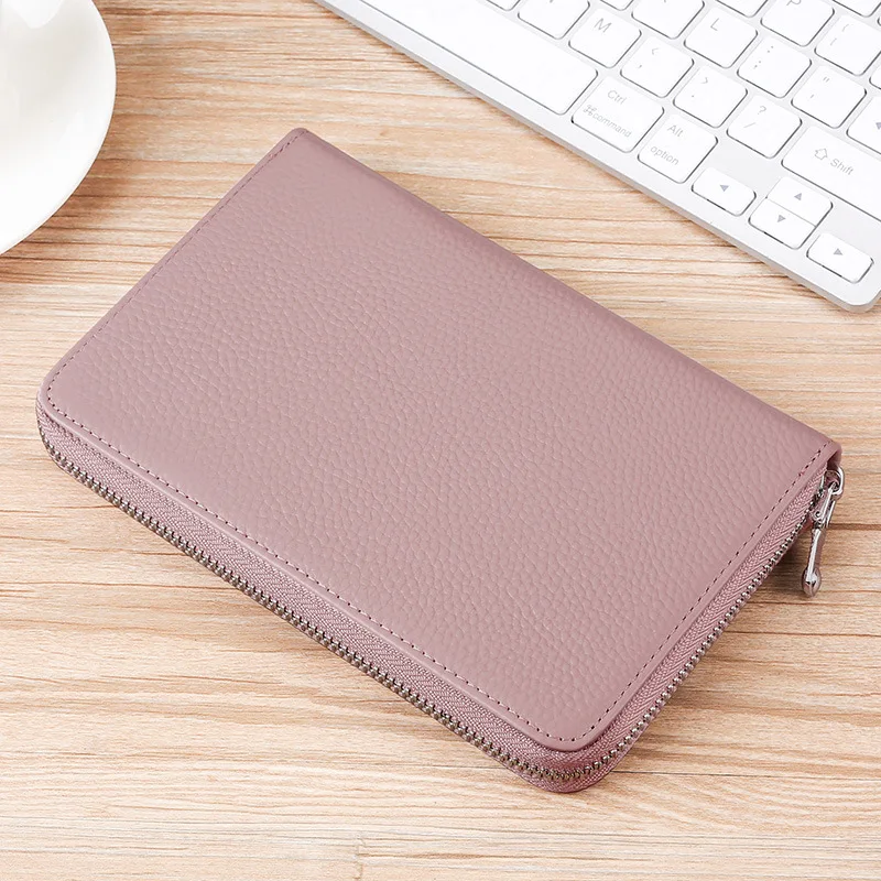 Large Capacity Genuine Leather Passport cover Multi Function Men card holder Multi Slots Credential holder Long RFID Card wallet