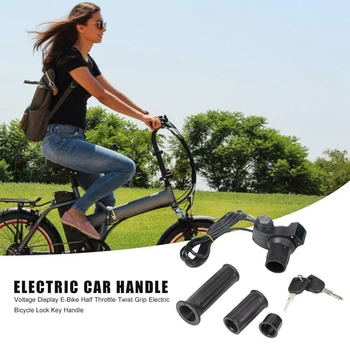 

Ebike Throttle,12V-84V Electric Scooter Grip Handlebar Scooter Speed Controller LED Digital Meter + Key