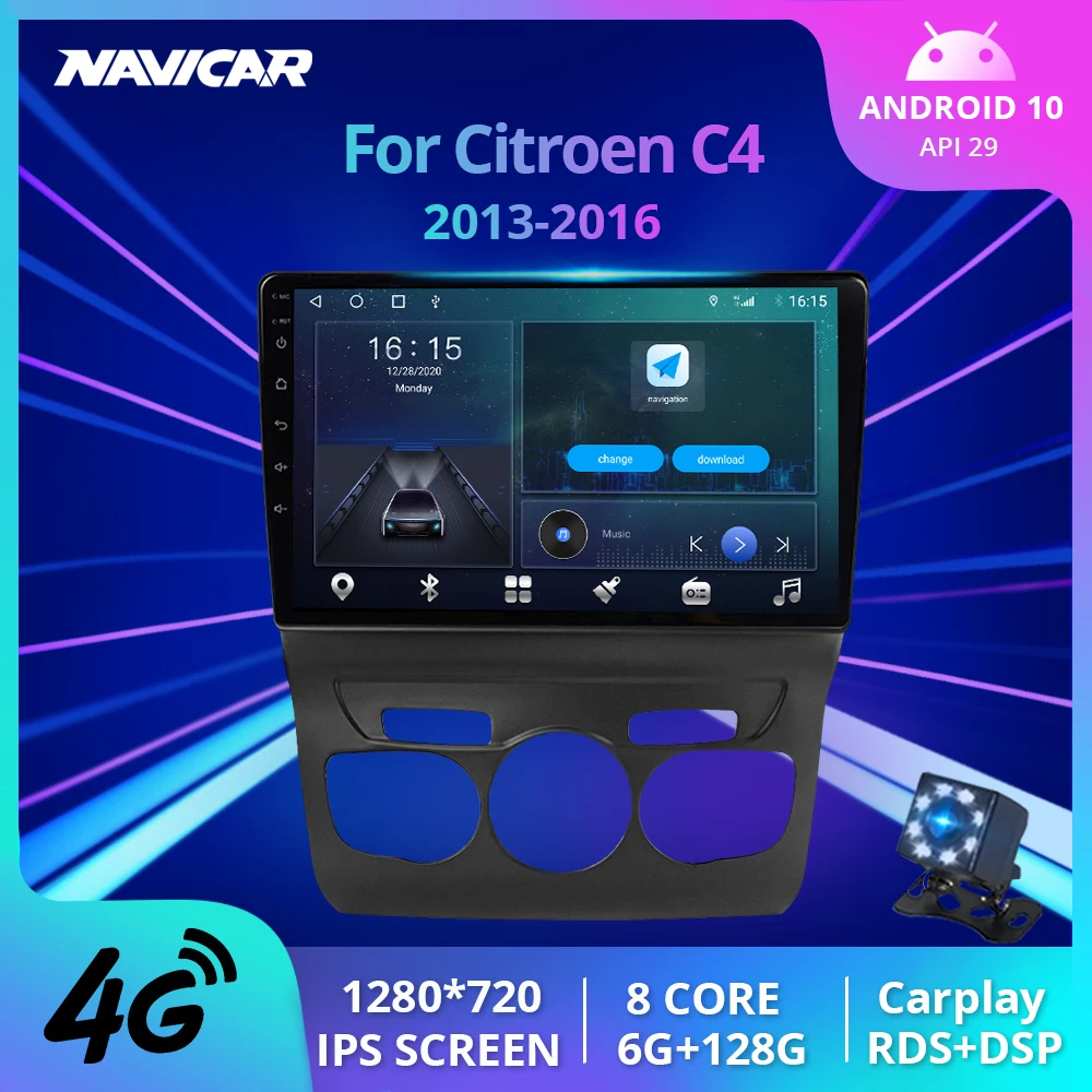 Автомагнитола 2DIN Android 10 0 для Citroen C4 2 B7 2013-2016 автомобильный мультимедийный
