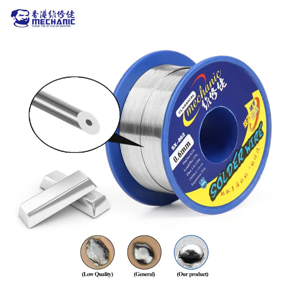 Soldering Tin Wire Welding Wires 60g Double Hole Rosin Core Solder Wire 183℃ Melting Point Solder Flux 1-3% No-residue High Purity