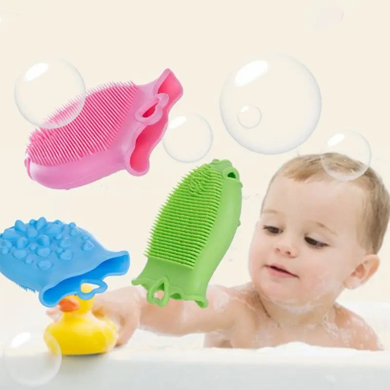 Baby Cartoon Bath Brush Soft Bather Children Massage Silicone Shampoo Brush Kids Bathing Supplies
