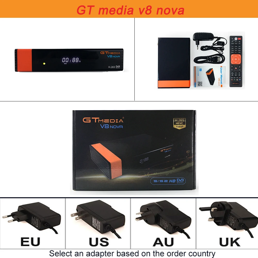 GTmedia Receptor V8 NOVA DVB S2 спутниковый ресивер встроенный wifi+ 2 года cccam DVB S2 декодер H.265 поддержка youtube tv BOX - Цвет: V8 Nova