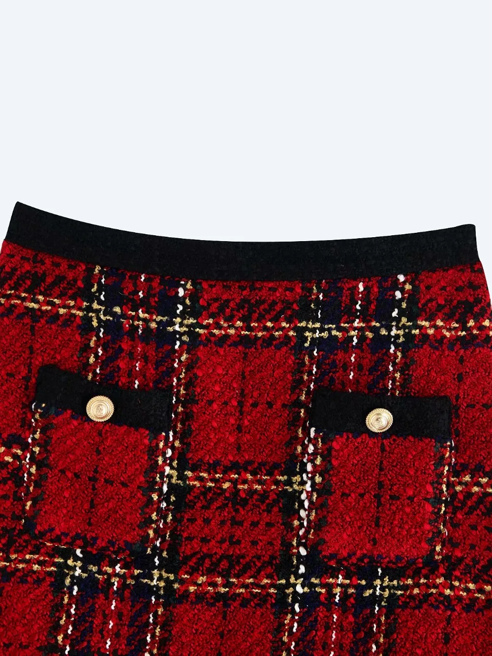 Винтажная клетчатая мини-юбка для женщин с карманами, высокая талия, а-силуэт, элегантная офисная юбка BBWM9829