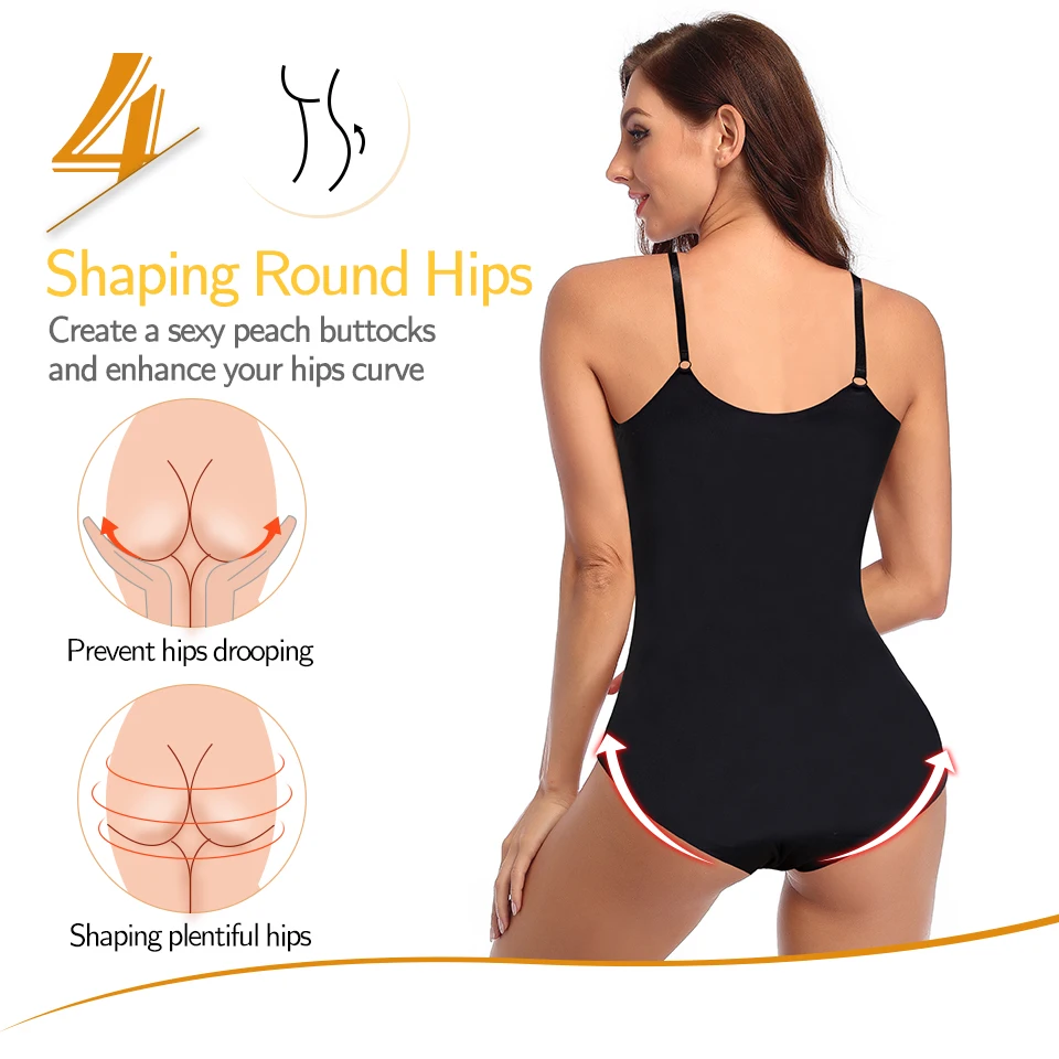 Shapewear Bodysuits for Women Seamless Deep V Neck Bodysuit Smooth Slip Crop Tops Tummy Control Body Shaper Slimming Underwear best shapewear for women