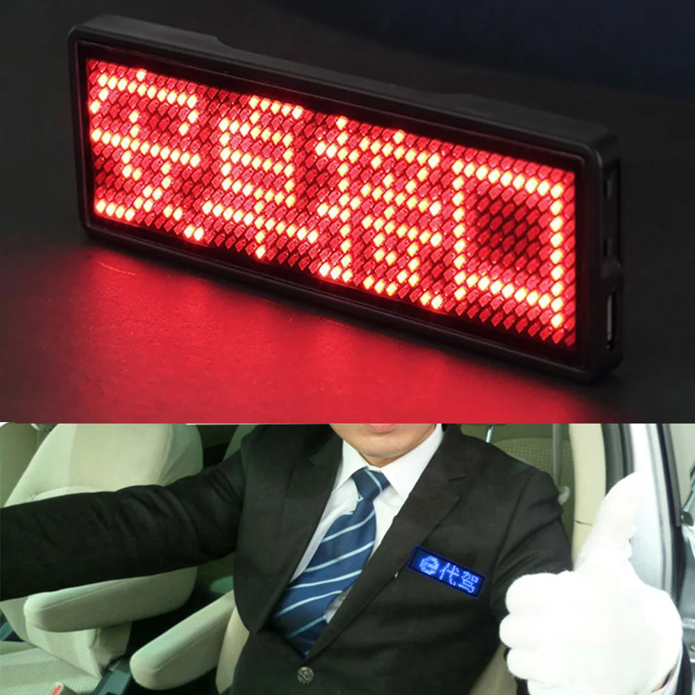 

Party Hotel Scrolling Advertising Badge Digital Programmable Message Sign Mini Business Card LED Name Tag Event Rechargeable