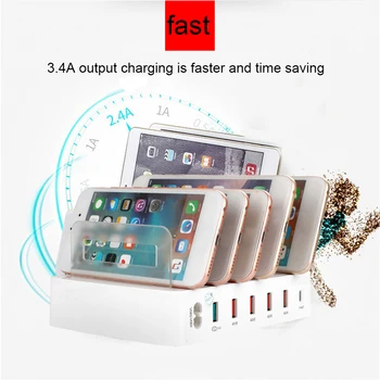 

New 5 ports USB + Type-C 3.0 Charger Holder For iPhone Qi Wireless Fast Charging For Samsung Galaxy Charge Base Mount Bracket