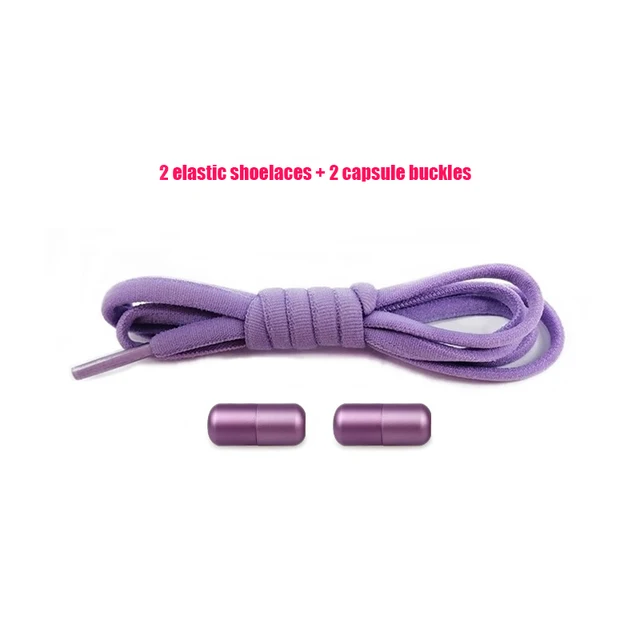 Elastic No Tie Shoelaces Semicircle Shoe Laces For Kids and Adult Sneakers Shoelace Quick Lazy Metal Lock Strings Rope Round 15PUREPURPLE